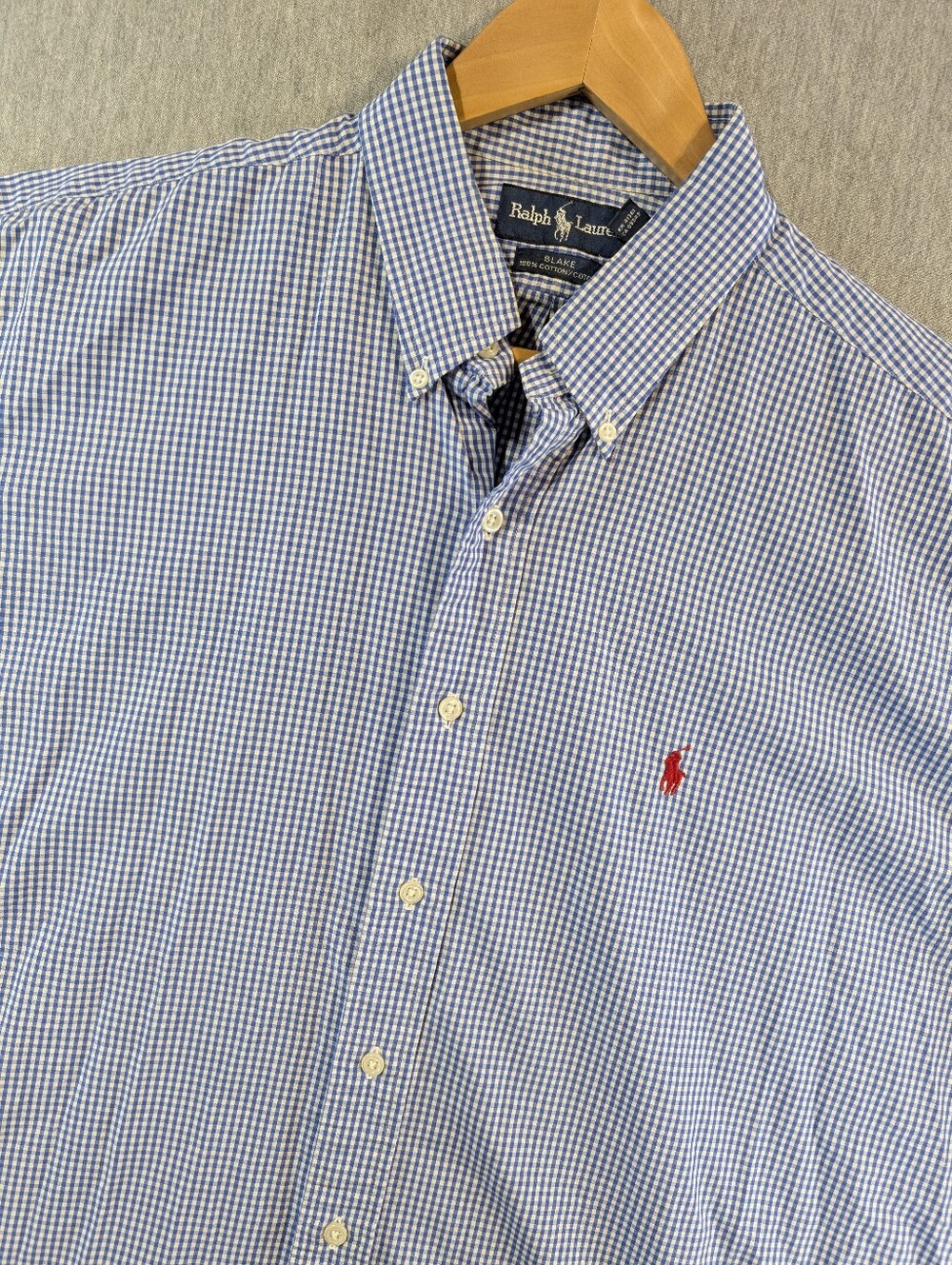 Ralph Lauren Blake Button Shirt Men's XL Gingham Check Blue White Red Pony